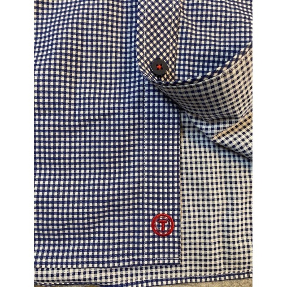 TWILLORY Tailored For The Hustle Performance Blue White Gingham Men 18 34-35 XL - Picture 2 of 6